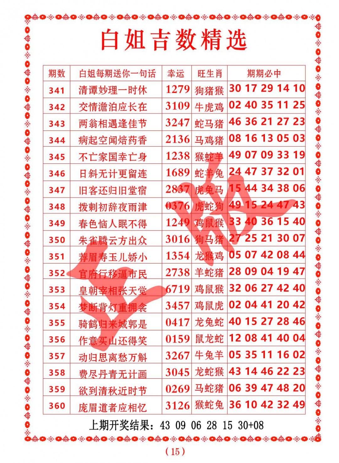 356期白姐吉数精选[图]
