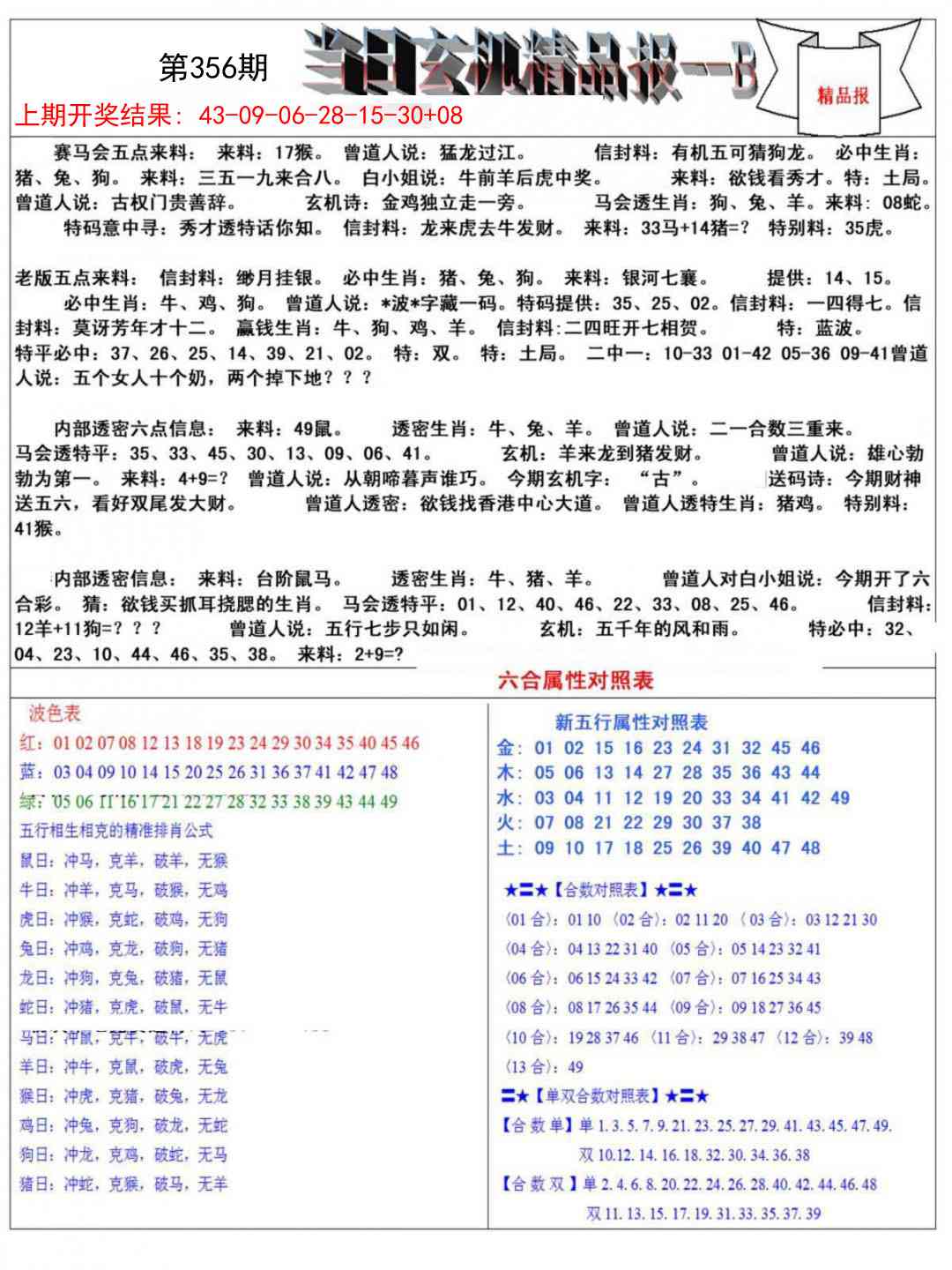 356期当日玄机精品报B[图]