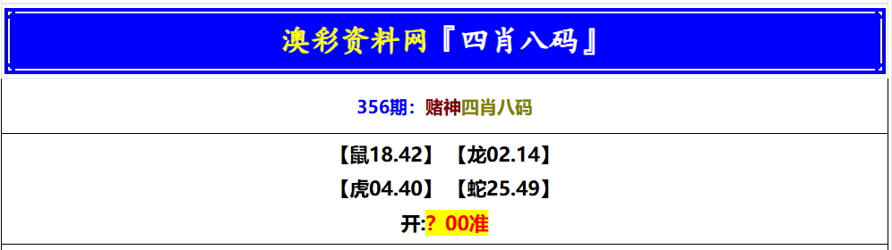 356期赌神四肖八码[图]